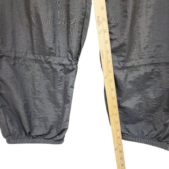 Black Nylon Mens Drawstring Elastic Waist Pants With Pockets & Adjustable Hem - Picture 9 of 9